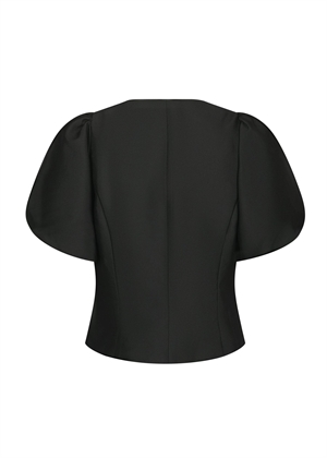 Anela mandarin dull satin bluse Sort Neo Noir 